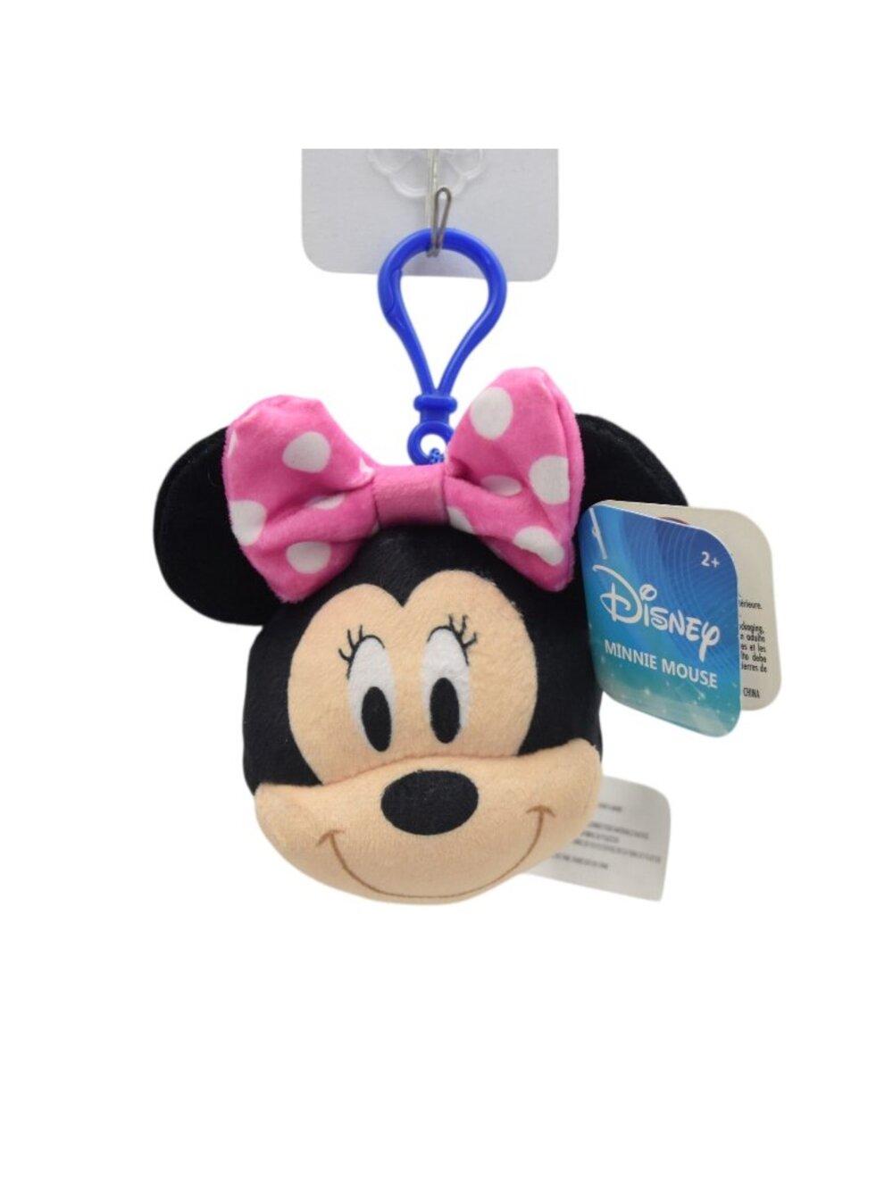 Disney Minnie Mouse Plush Keychain Clip Blue Pink Polka Dot Bow Toy New